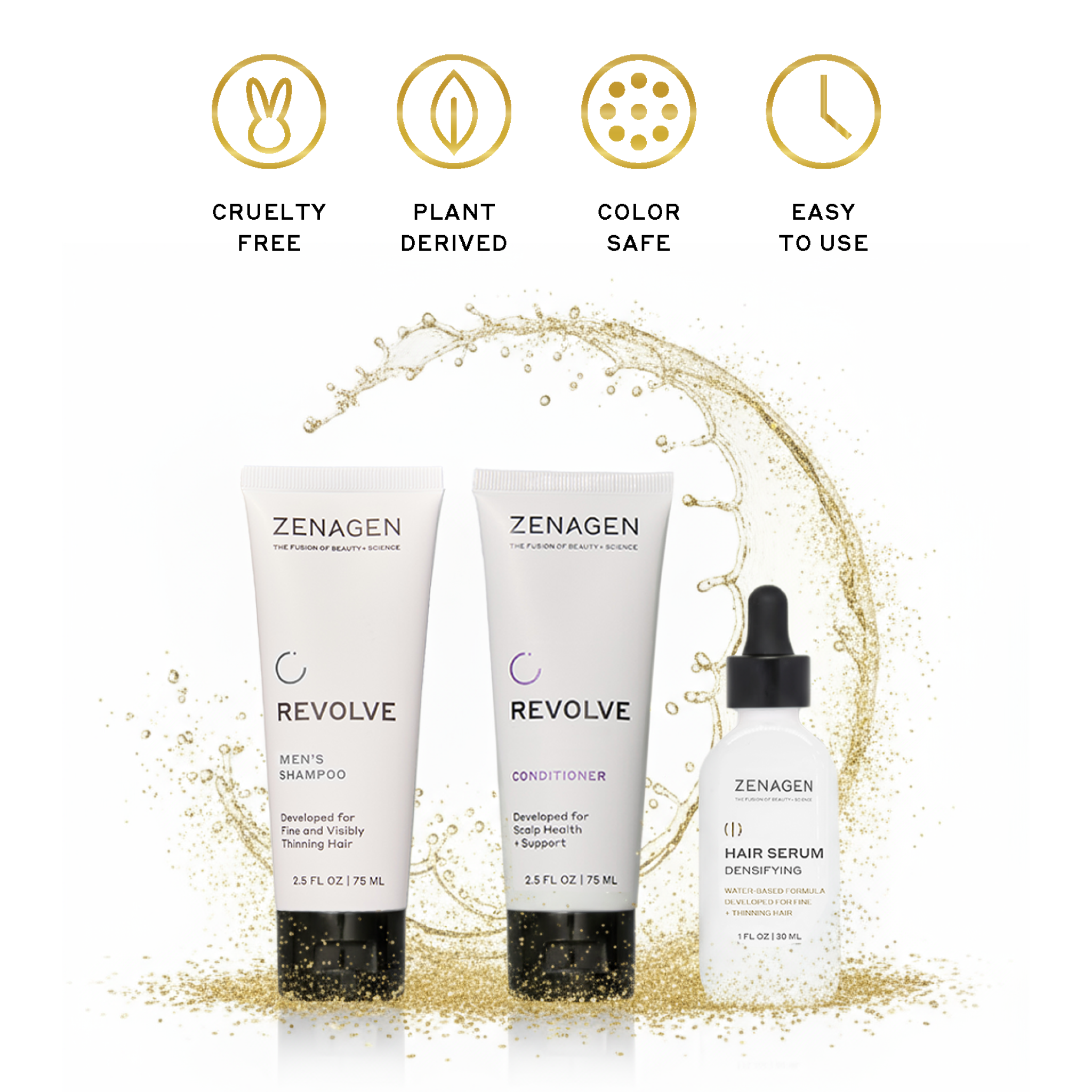 Zenagen Men’s Set Holiday gift set featuring Zenagen hair care products arranged together.