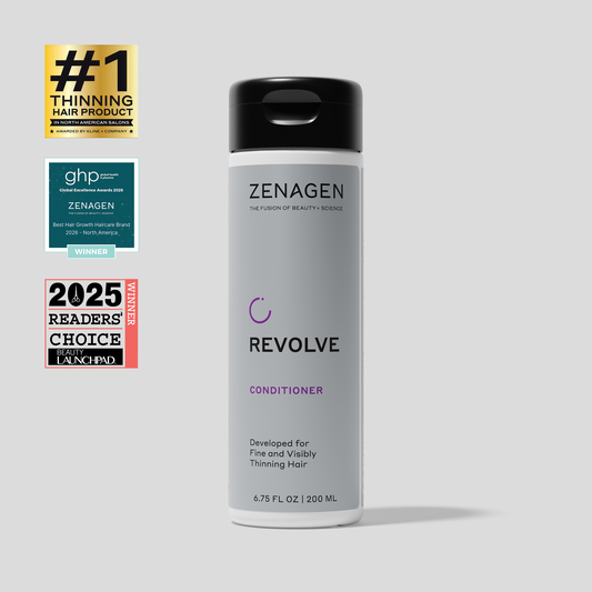 Zenagen Revolve Conditioner for fine and visibly thinning hair with a lightweight formula that helps improve softness and manageability.