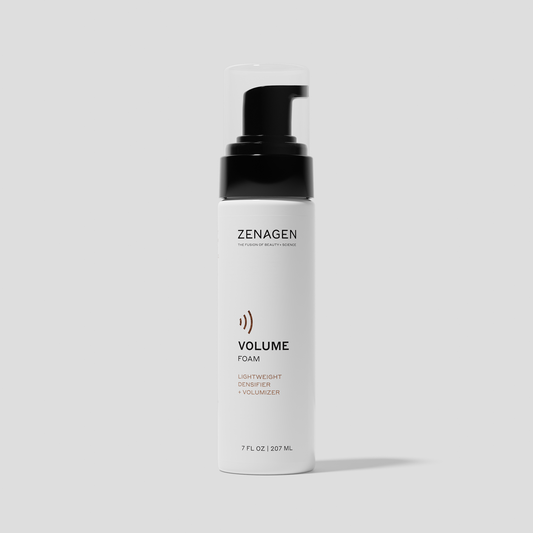 Zenagen Volume Foam lightweight densifying and volumizing foam designed to add body, texture, and fuller-looking volume to fine hair.