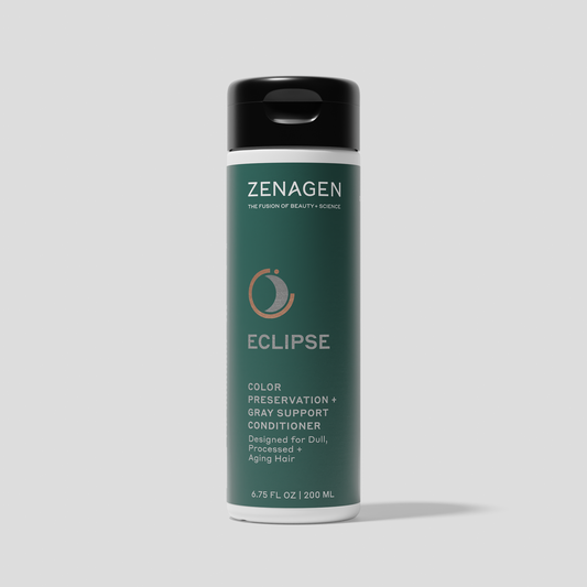 Zenagen Eclipse Color Preservation and Gray Support Conditioner, 6.75 fl oz, developed for dull, processed, and aging hair.