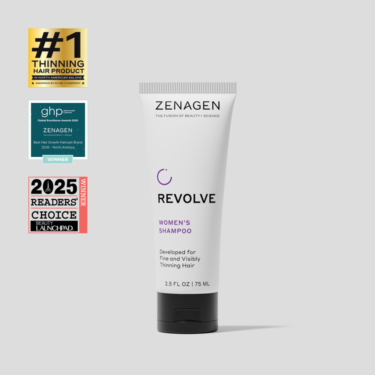 Zenagen Revolve Women's Shampoo travel size developed for fine and visibly thinning hair.