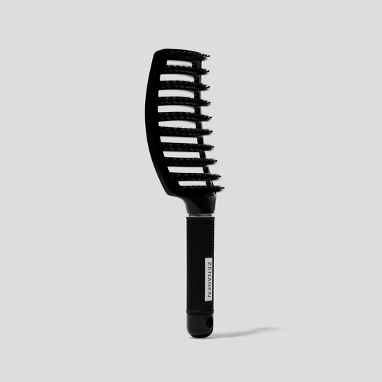 Zenagen black vented detangling brush for smooth styling, reduced tugging, and comfortable scalp-friendly brushing.