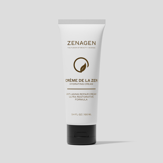 Zenagen Crème De La Zen Hydrating Cream, an ultra-restorative moisturizing cream designed to hydrate and soften dry skin.  