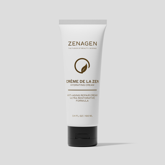Zenagen Crème De La Zen Hydrating Cream, an ultra-restorative moisturizing cream designed to hydrate and soften dry skin.  