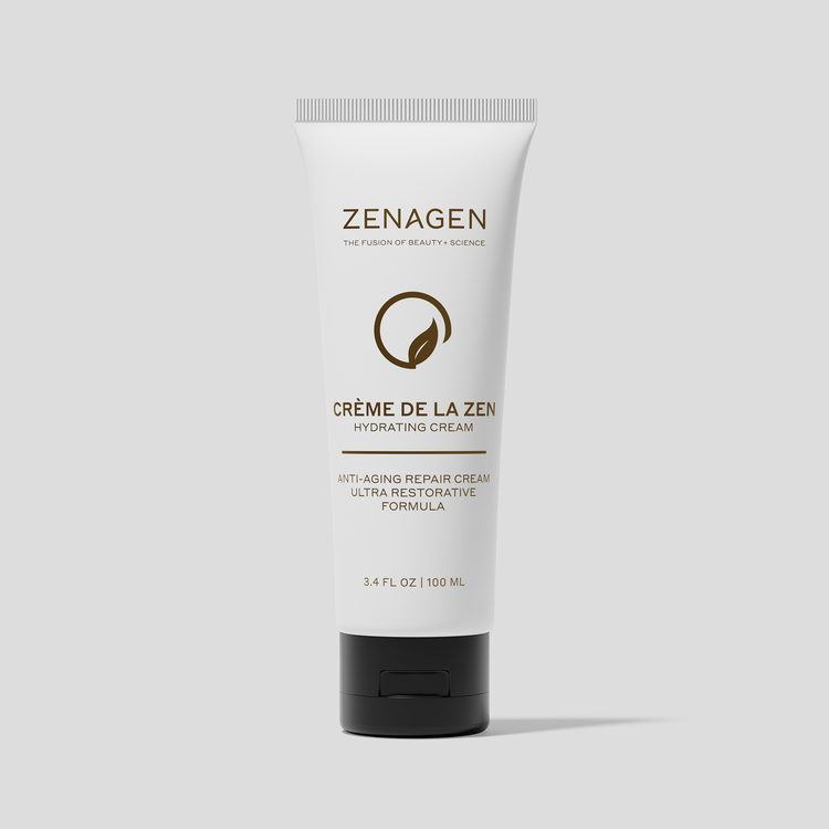 Zenagen Crème De La Zen Hydrating Cream, an ultra-restorative moisturizing cream designed to hydrate and soften dry skin.  