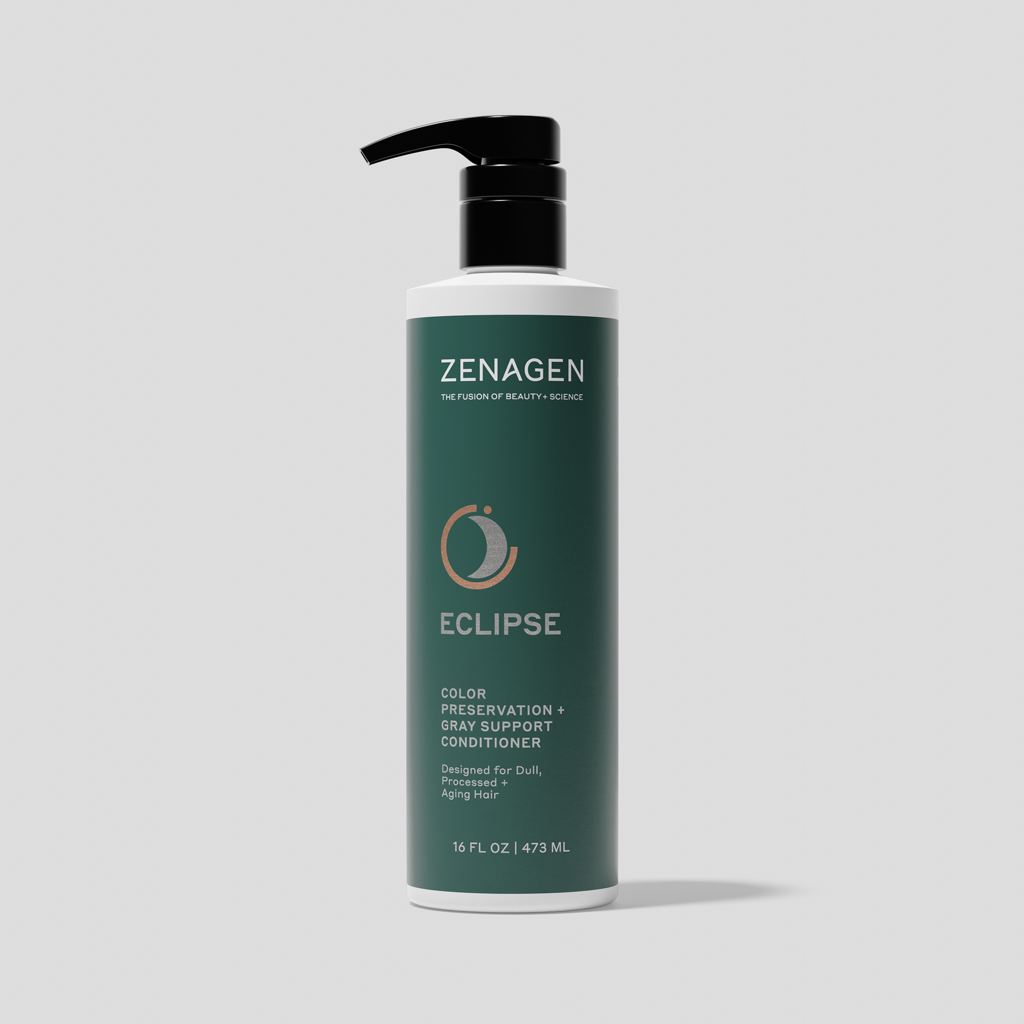 Zenagen Eclipse Color Preservation and Gray Support Conditioner, 16 fl oz, designed for dull, processed, and aging hair.
