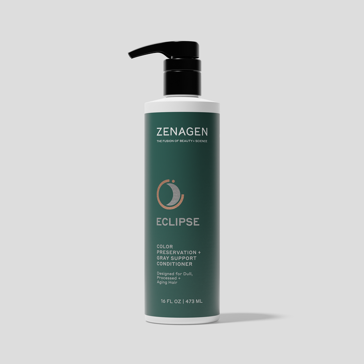 Zenagen Eclipse Color Preservation and Gray Support Conditioner, 16 fl oz, designed for dull, processed, and aging hair.