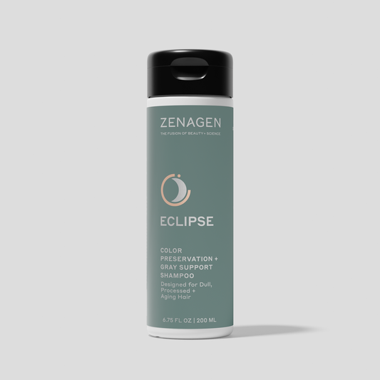 Zenagen Eclipse Color Preservation and Gray Support Shampoo for dull, processed, and aging hair.