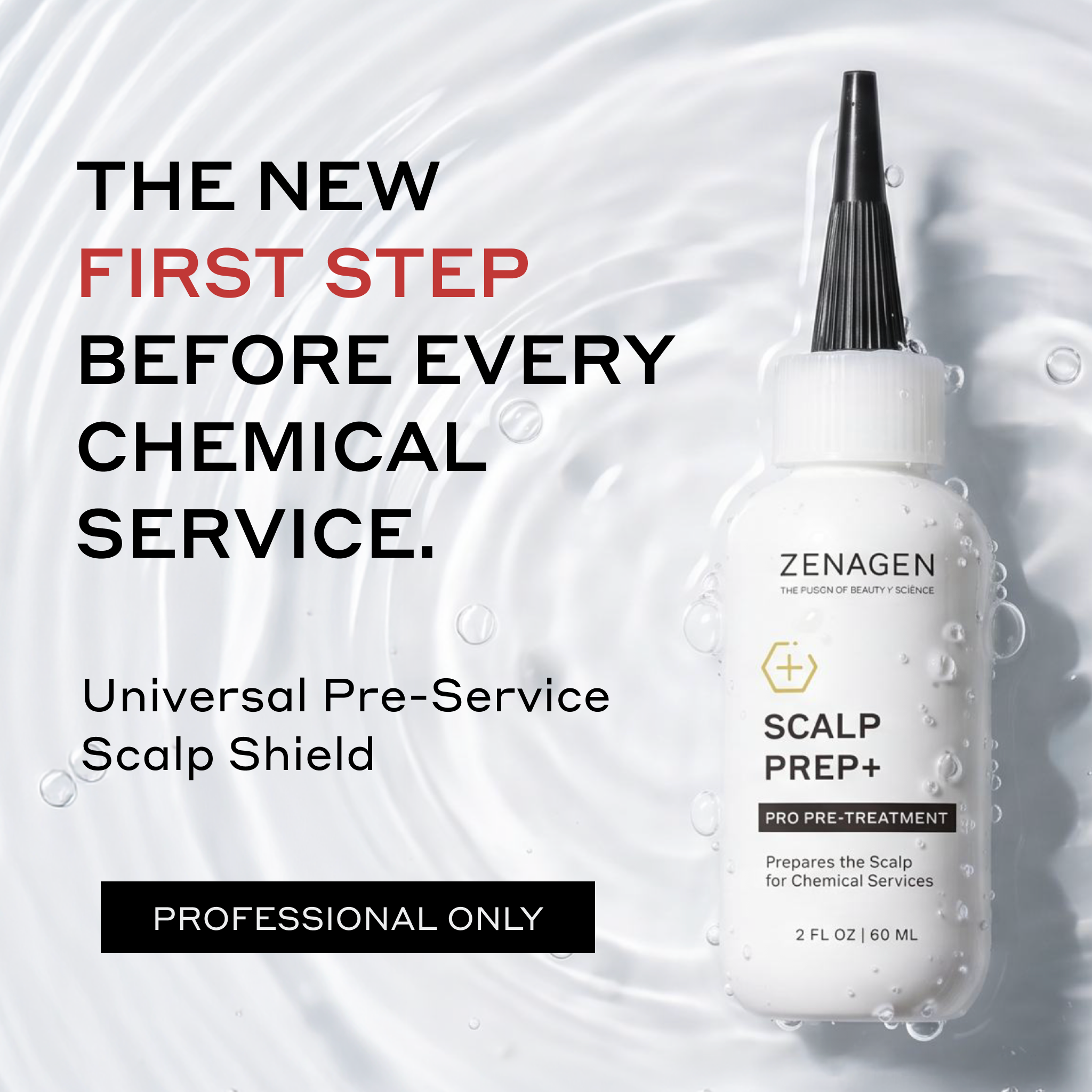 Zenagen Scalp Prep+ professional pre-treatment, a pre-service scalp product designed to prepare the scalp before chemical hair services.
